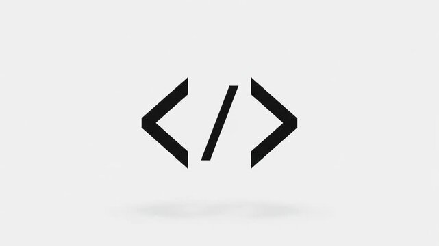 Minimalist code icon representing software programming, web development, html script, and digital technology coding