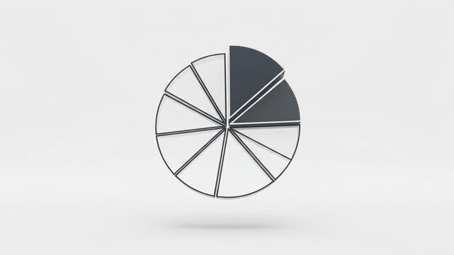 3D Rendered Pie Chart with a Single Highlighted Segment for Data Analysis and Business Statistics on a White Background