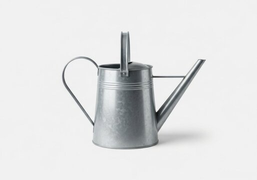 Galvanized metal watering can isolated on white background