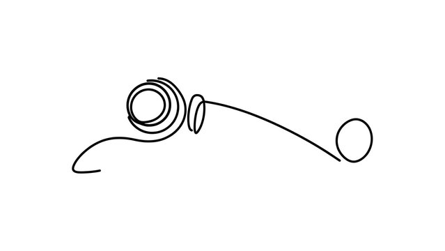 Hand drawn spring coil and ball on white background.