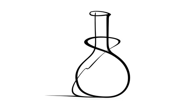 Simple laboratory flask drawing white background.