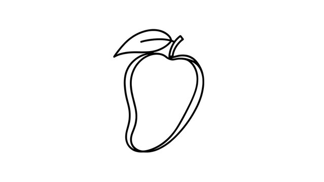Simple mango line drawing on white background.