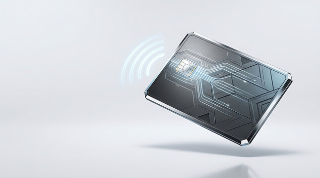 Futuristic eSIM card with glowing circuit design