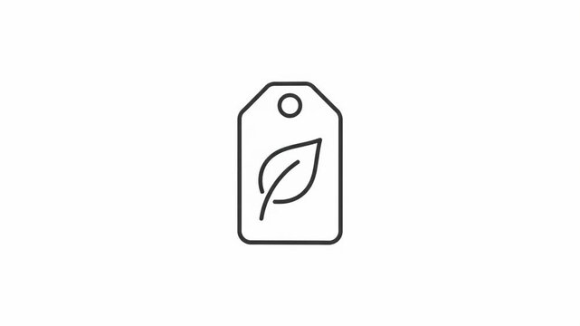 Eco friendly green leaf price tag icon symbol outline vector illustration concept sign