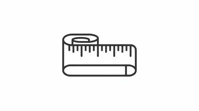 Vector line icon of a rolled measuring tape for tailoring, weight loss, and fitness concepts