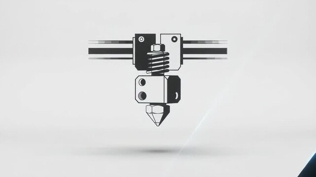 3D printer extruder nozzle vector illustration representing additive manufacturing prototyping and modern industrial technology