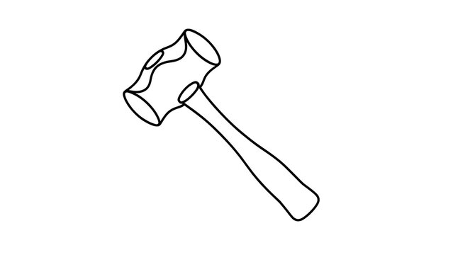 Simple hammer illustration on white background.