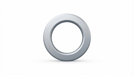 Obraz premium Realistic 3D silver metallic ring isolated on white background, modern glossy circular shape element