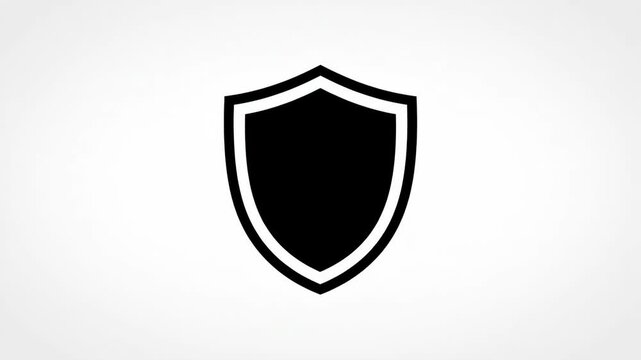 Black Shield Icon Symbolizing Security Protection and Defense Vector Illustration on Light Background