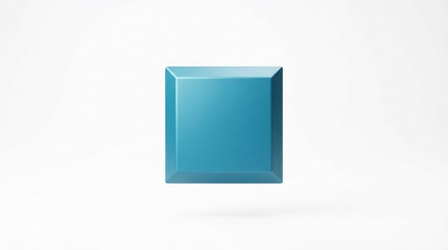 Glossy blue 3D square button icon with beveled edges as a modern graphic design element