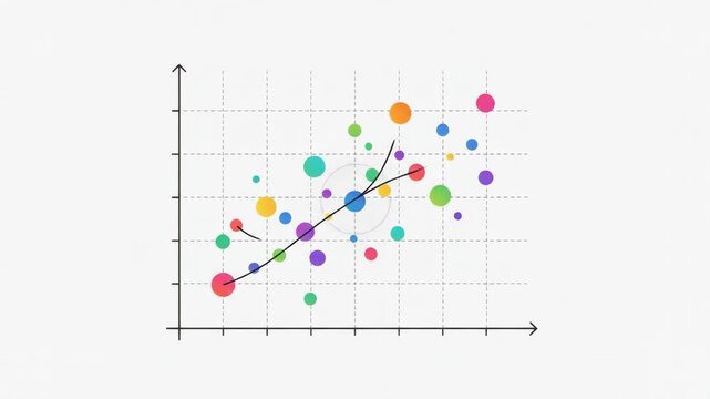 Abstract Data Visualization Scatter Plot with Trend Line for Statistical Analysis and Business Analytics