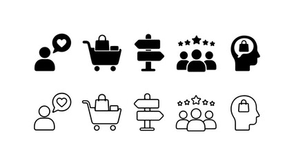 Fototapeta premium E-commerce and Retail Shopping Icon Set in Glyph and Outline Style