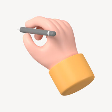 3D hand holding pencil, gesture illustration