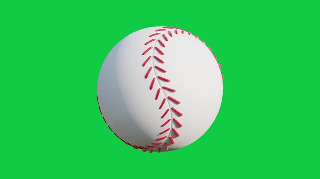 baseball rotating slowmo seamless loop isolated on green screen background