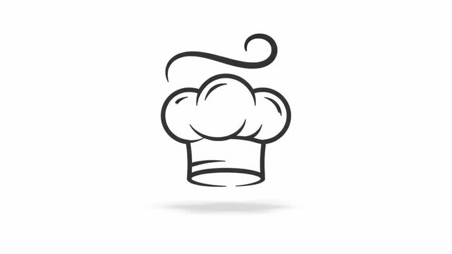 Minimalist chef hat outline icon, vector line art for restaurant logo or baking concept