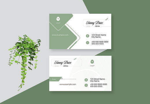 Minimal Green Corporate Business Card Design Template Layout