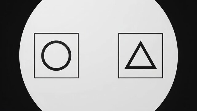 Abstract geometric shapes in a circle on a dark background
