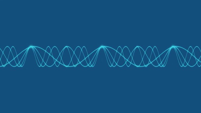 Abstract Blue Waveform Animation on Dark Blue Background.