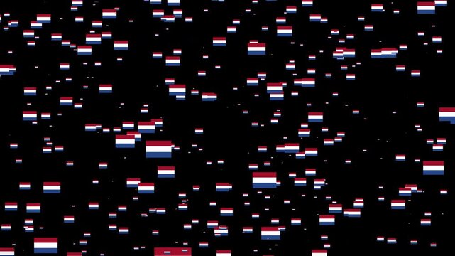 A shower of Bonaire Sint Eustatius and Saba national flags, Alpha Channel