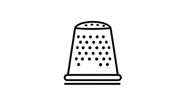 Black and white thimble illustration white background.