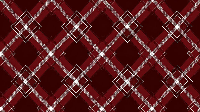 Red Plaid Pattern with Geometric Design