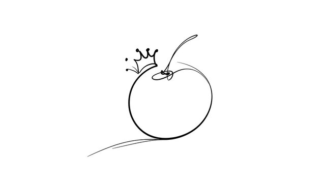 Crowned apple sketch on white background.