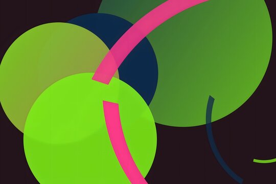 Colorful overlapping circles with pink intersecting lines