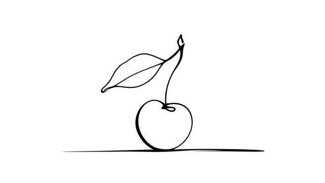 Minimalist cherry drawing on white background.