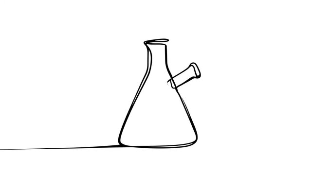 Hand drawn laboratory flask on white background.