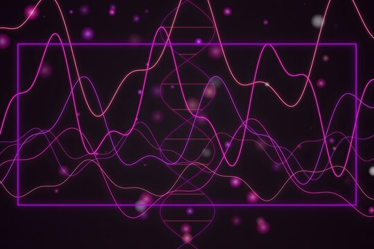 Abstract red glowing lines with purple contour overlay