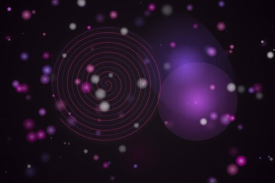 Spiral galaxy illustration with cosmic particles background