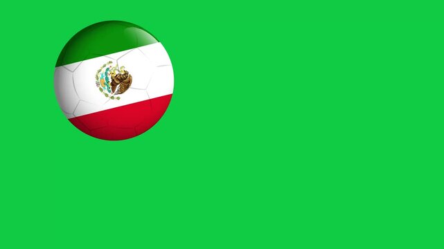 Animated Soccer Balls with Mexico Flag Design Bouncing on Green Screen