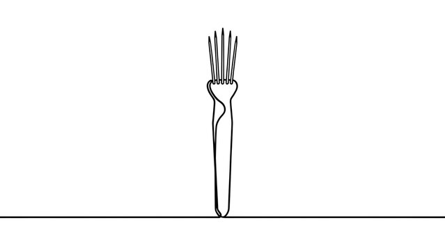 Minimalist fork illustration on white background.