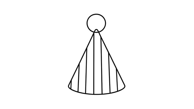 Minimalist party hat illustration white background.