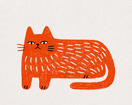 cat crayon illustration