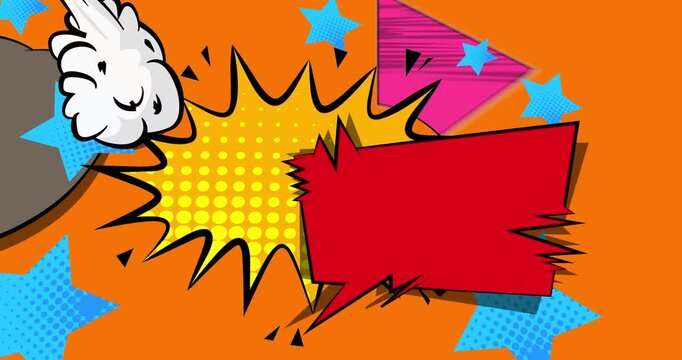 Cartoon background animation, comic book backdrop video. Retro comics pop art design.