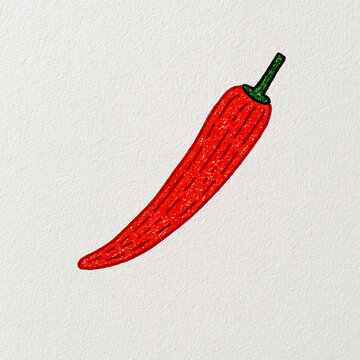 pepper, chilly crayon illustration