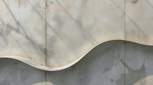 Wave shaped concrete texture, minimalist wall pattern, natural shadow, soft light