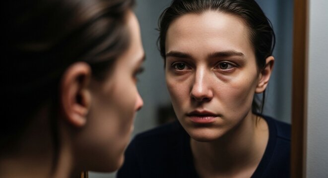 Woman reflecting in mirror