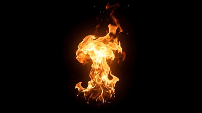 Dancing flames of fire in a dark background, a mesmerizing display of heat and light