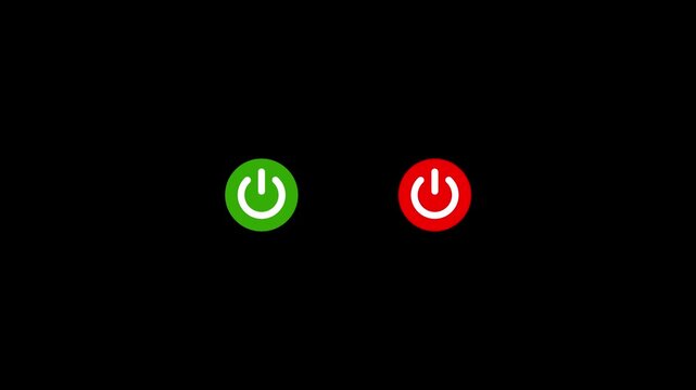Power button set: green on and red off symbols for user interface on off switch