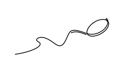 Obraz premium Hand drawn squiggle line with loop on white background.