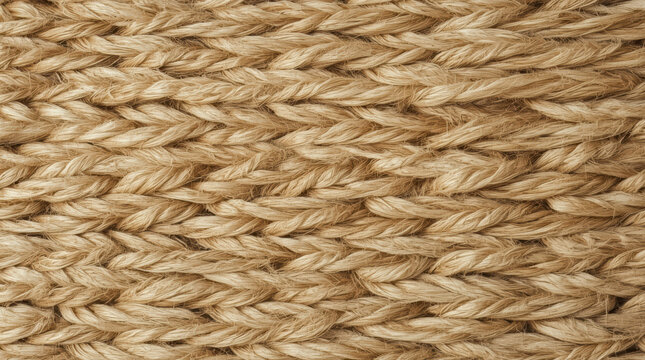 Woven rope texture background pattern, natural fiber surface with soft beige tone
