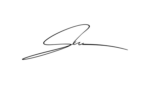 Elegant handwritten signature on white background.