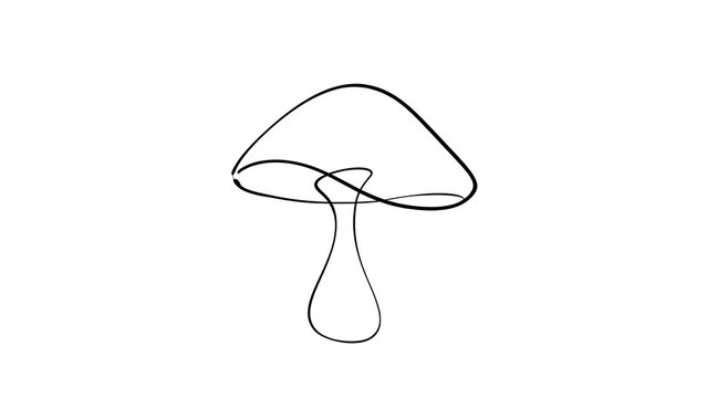 Simple line art mushroom drawing white background.