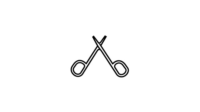 Black scissors icon on white background.