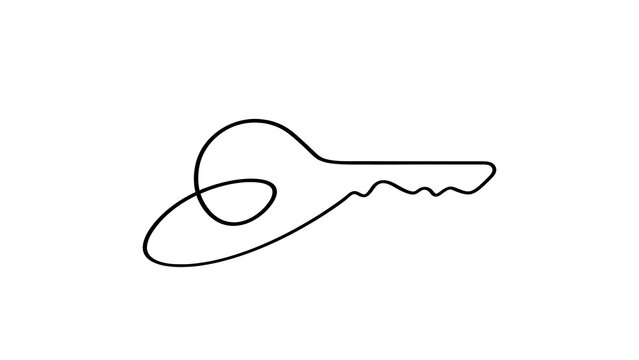 Minimalist line art key illustration white background.
