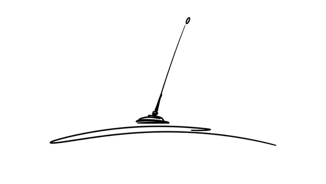 Minimalist line art sundial on white background.