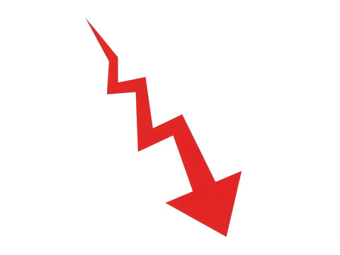 Red zigzag arrow pointing down representing a decline or negative trend