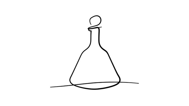 Simple laboratory flask drawing white background.